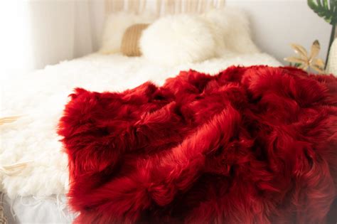 Luxurious Patchwork Toscana Sheepskin Real Fur Throw Real Fur Blanket