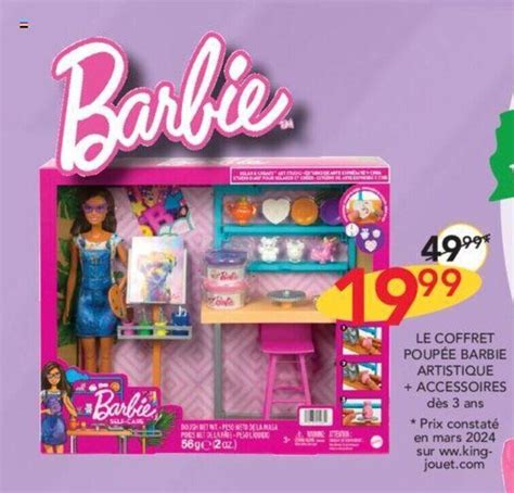 Promo LE COFFRET POUPÉE BARBIE ARTISTIQUE ACCESSOIRES chez Stokomani