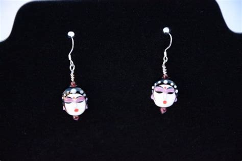 Japanese Geisha Earrings Oriental Woman Dangle Earrings Bali Woman