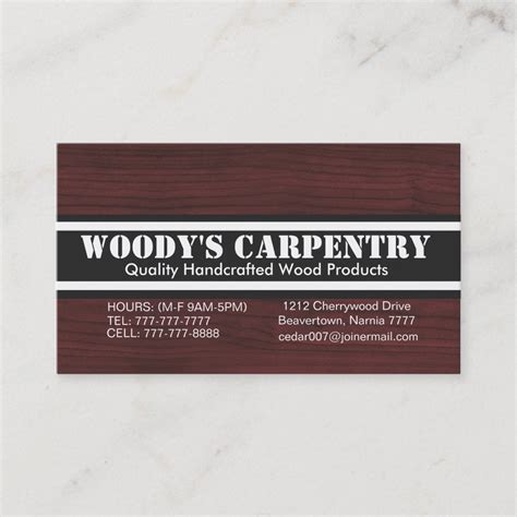 Carpentry Business Card Zazzle