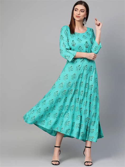 Green woven viscose rayon maxi-dresses - ANAISA - 3200146