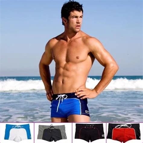 E0359 Mens Swimming Trunks Beach Swim Cool Slim Sexy Swimwear Boxer