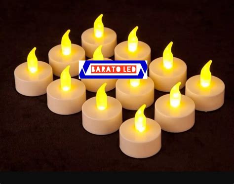 Kit 12 Velas Led Amarela Bateria Inclusa Parcelamento Sem Juros