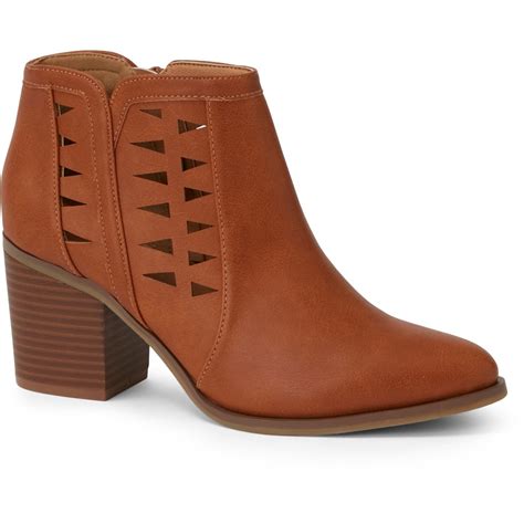 Me Women S Laser Cut Ankle Boots Tan BIG W