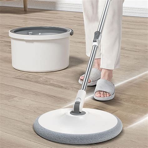 Mop And Bucket Set Telescopic 360° Spin Stainless Steel Mop With Washable Microfiber Mop Pads