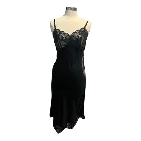 Vintage Intimates Sleepwear Vintage Deadstock Wondermaid Slip Dress Lingerie Chemise Black
