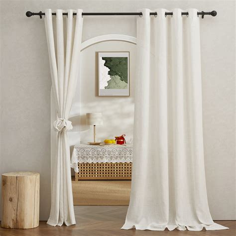 NICETOWN Linen Light Filtering Curtains for Bedroom/Living Room, Semi ...