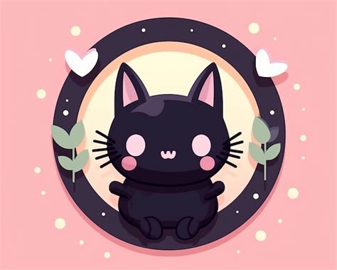 Premium Vector Cute Kawaii Black Cat Illustration