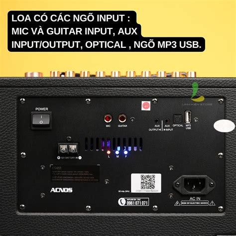 Loa kéo Acnos CS451 Loa xách tay mini thùng gỗ bọc da công suất 250W