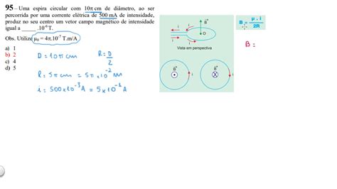 QUESTÃO 95 FÍSICA EEAR CAMPO MAGNÉTICO DE UMA ESPIRA YouTube