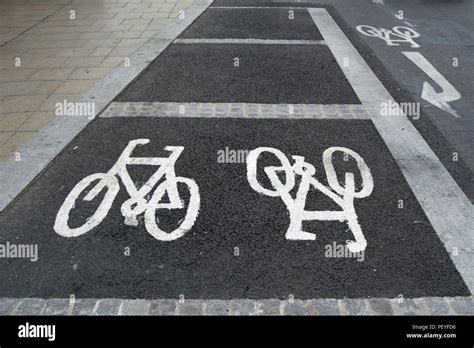 cycle lane markings in kingston upon thames, surrey, england Stock Photo - Alamy