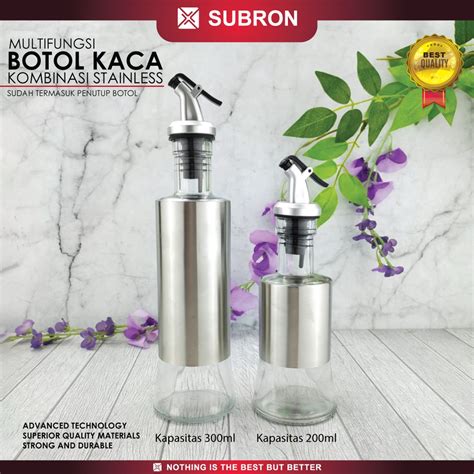 Jual SUBRON Botol Minyak Cuka Olive Oil Kaca Stainless Steel 200ml