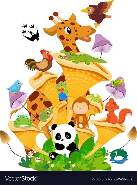 Animals family on the ground funny cartoon Vector Image