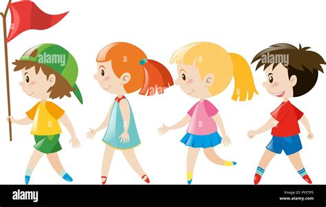 Children Line Up Clipart