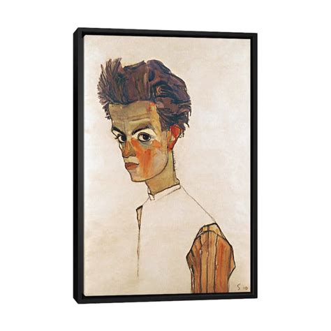 Icanvas Self Portrait With Striped Shirt By Egon Schiele Framed