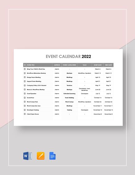 Event Calendar Template - 32+ Download