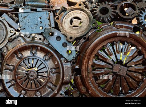 A Closeup Of A Random Assortment Of Mechanical Components Stock Photo