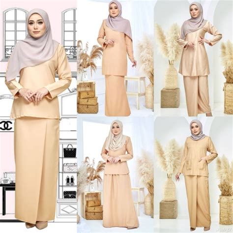 S 5XL NUDE FD KURUNG PLAIN PLUS SIZE SEDONDON BRIDESMAID KENDURI