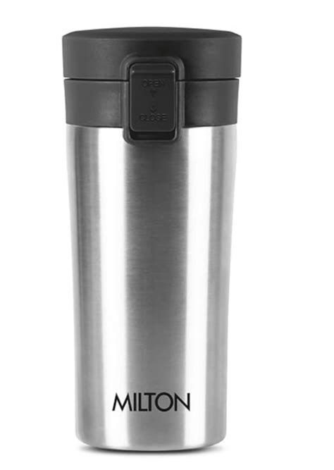 Milton Coffee Mug Thermosteel Hot Or Cold Insulated Flask 350 Ml Silver Leak Proof Rust
