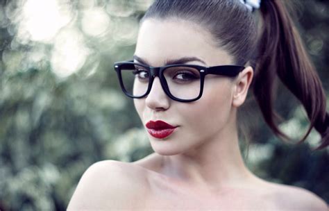 Wallpaper Face Model Women With Glasses Sunglasses Red Lipstick