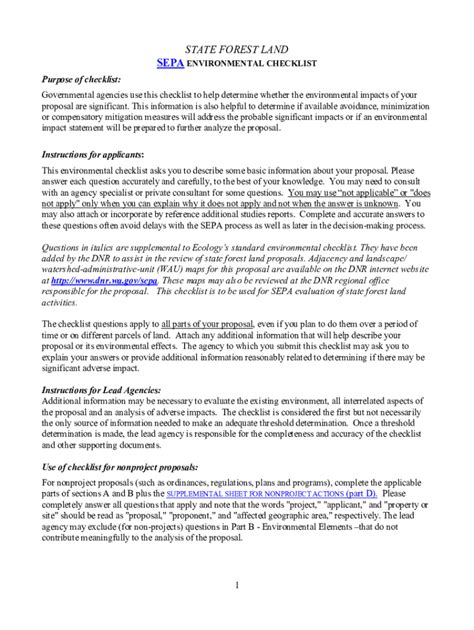 Fillable Online Sepa Environmental Checklist Sultan Wa Fax Email