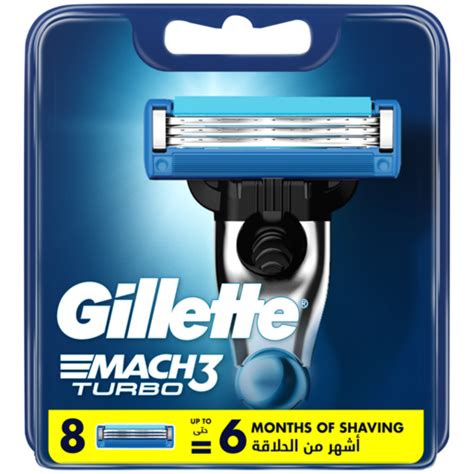 Gillette Mach3 Turbo Razor Blade Refill Cartridges 8 Pack Mens