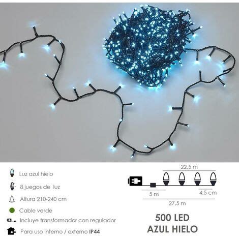 Guirnalda Luces Navidad Leds Azul Hielo Uso En Interiores