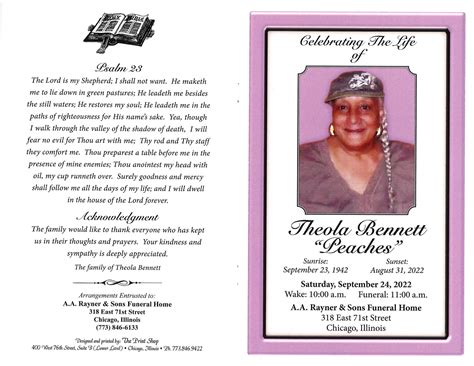 Theola Bennett Obituary | AA Rayner and Sons Funeral Homes
