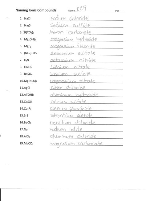 Covalent Compound Naming Practice Answers