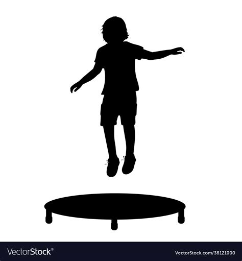 Silhouette boy jumping on trampoline Royalty Free Vector