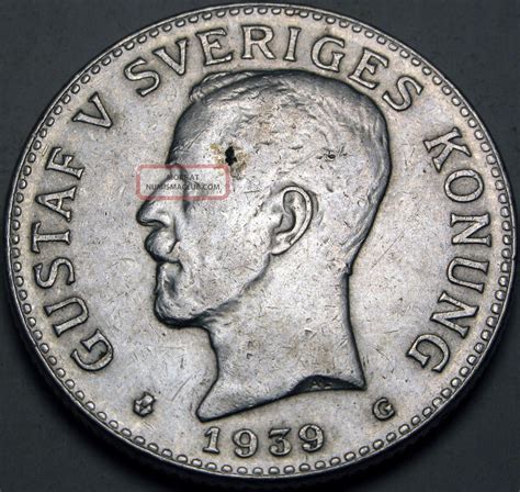 Sweden Kronor G Silver Gustaf V Vf