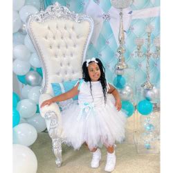 Silver And White Throne Chair LadyB Rental Torrance CA