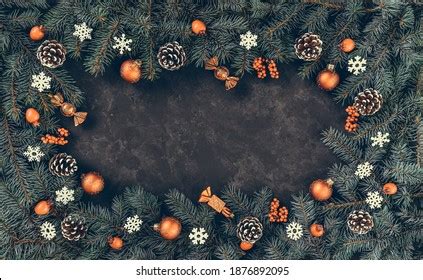 Стоковая фотография 1879873585 Creative Frame Made Christmas Fir