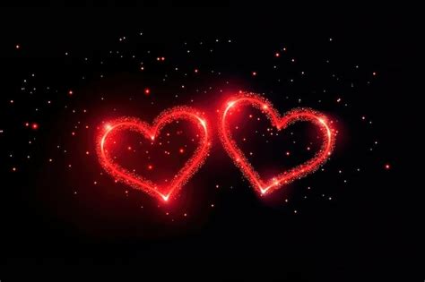 Premium Photo Two Red Hearts In A Dark Background