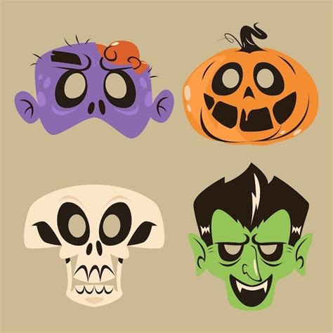 Premium Vector | Flat halloween mask elements collection