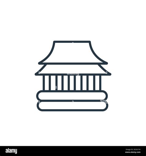 Chinese temple outline vector icon. Thin line black chinese temple icon ...