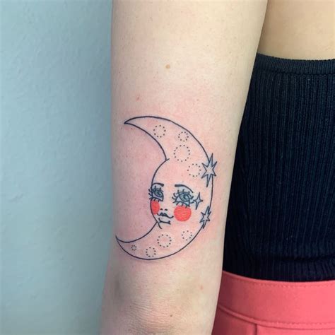 cute face moon tattoo! by @breelintattoo on IG | Tattoos, Infinity ...