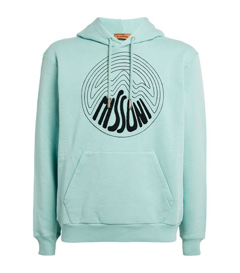 Missoni Blue Embroidered Graphic Logo Hoodie Harrods Uk