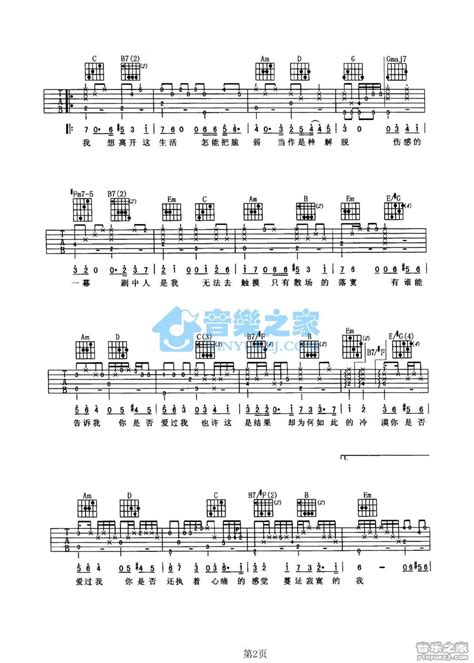 是否爱过我吉他谱 孙楠 G调吉他弹唱谱 简单版 琴谱网