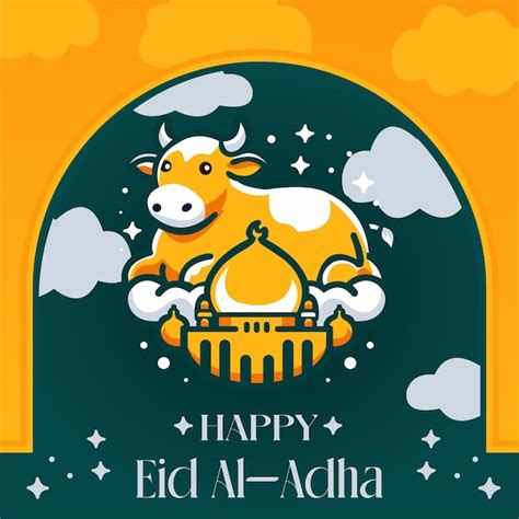 Flache inspirationsillustration für islamische feier des eid al