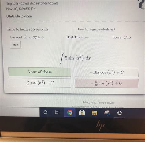 [Trig Derivatives and Antiderivatives] Why is my answer wrong? : r ...