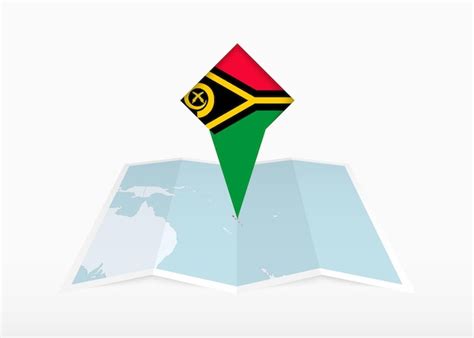 Premium Vector Vanuatu Is Depicted On A Folded Paper Map And Pinned