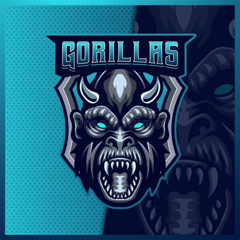 Gorilla Apes Mascot Esport Logo Design Ilustrações Modelo Vetorial