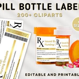 Prescription Label Template Editable Rx Bottle Label Etsy