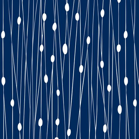 Entangled Geometric Lines Navy Blue Fabric Heatherdutton Spoonflower