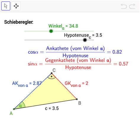 Sinus Und Kosinusbeziehungen Am Rechtwinkligen Dreieck Geogebra