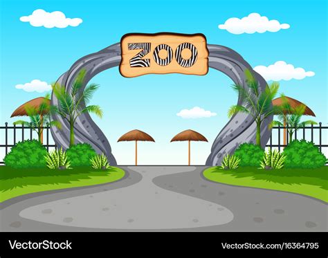 Zoo entrance with no visitors Royalty Free Vector Image