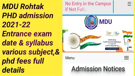 Phd Admission All Information Mdu University Rohtak Phd