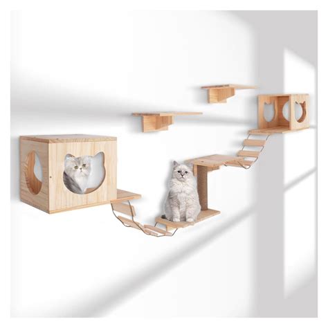 9pcs Wall Wood Cat Climber Set Climbing Frame Shelves Cat Furniture