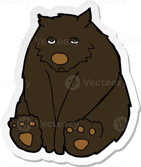 Sticker Of A Cartoon Unhappy Black Bear Png